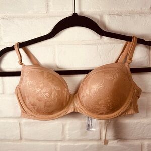 NWT Soma Lightest Lift Lined Demi Underwire Lace Bra 36 B Soft Tan Nude #0304